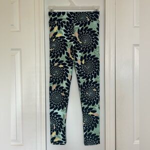 LuLaRoe Leggings with Navy and Mint Design